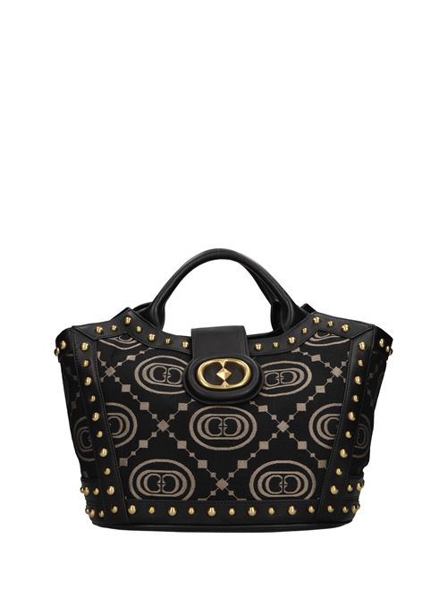 Leather and fabric bag LA CARRIE | MONOGRAM TRAPEZ HAND BAGNERO